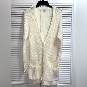 American Eagle Outfitters 🦅 Womens White Knit Long Cardigan